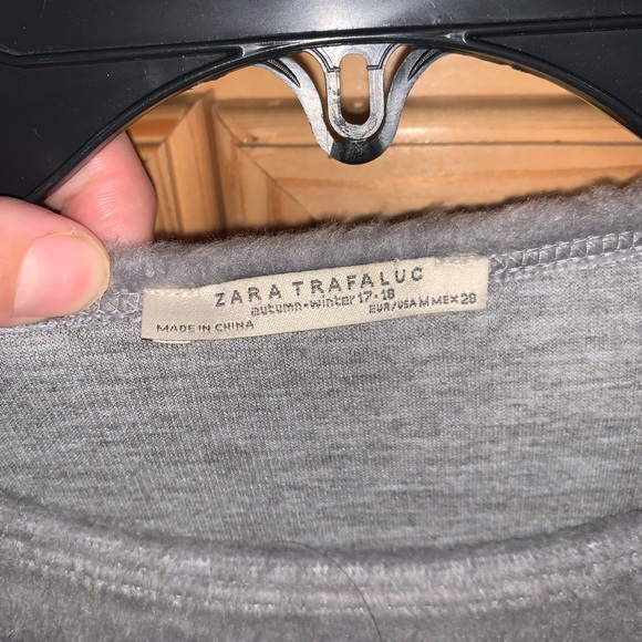 Zara trafaluc gray fuzzy fleece miniskirt boxy oversized shirt size M - Picture 4 of 4